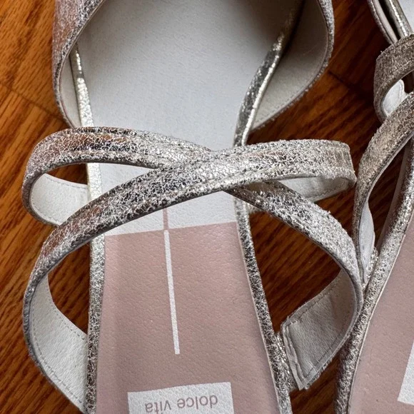 NWOT Dolce Vita Womens Silver Gold Metallic Pointed Toe Mule Heels Slip On  9 - Picture 4 of 12